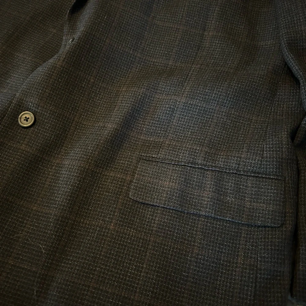 PRONTO UOMO Platinum Window Pane Lambswool Notch Lapel Blazer Dark Blue Sz 52 L